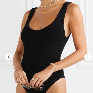 NWT HUNZA Z Seersucker Swimsuit - Black